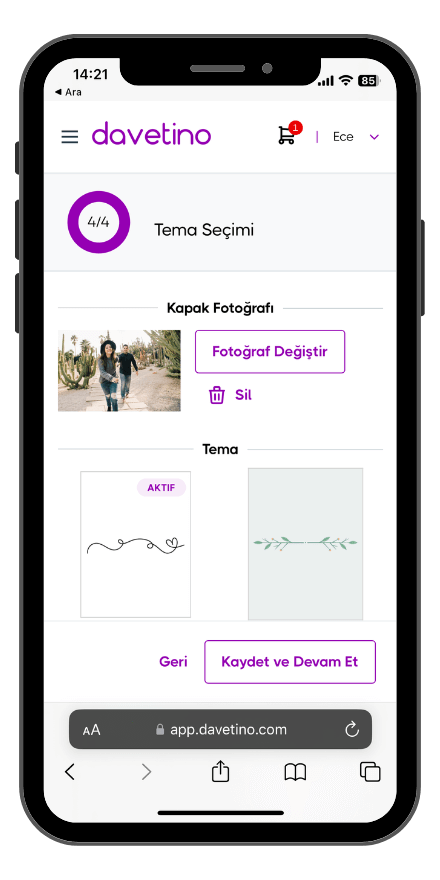 Davetiyenizde göstermek istediğiniz fotoğrafı ekleyin.